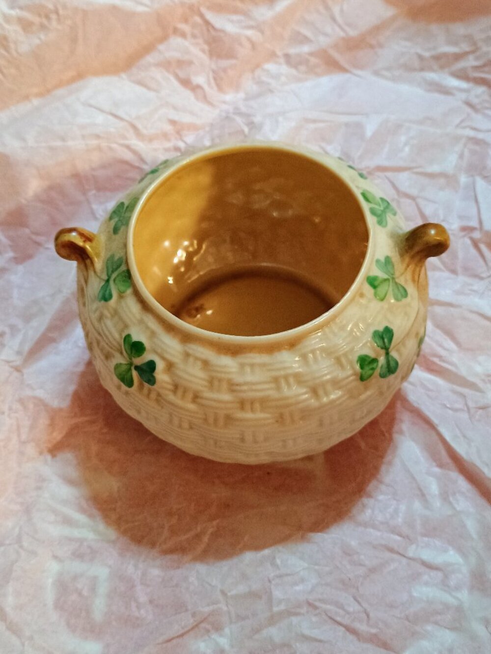 Vintage RARE BELLEEK open sugar bowl
